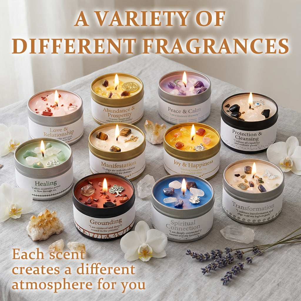 EVODUCK 2pcs/1pc Law Of Attraction Protection Manifestation Candle | Sage Each 3oz/total 6oz Scented Soy Wax Candle With Golden Crystal | For Focus, Meditation, Yoga & Reading | Christmas, New Year, Birthday Gift For Women