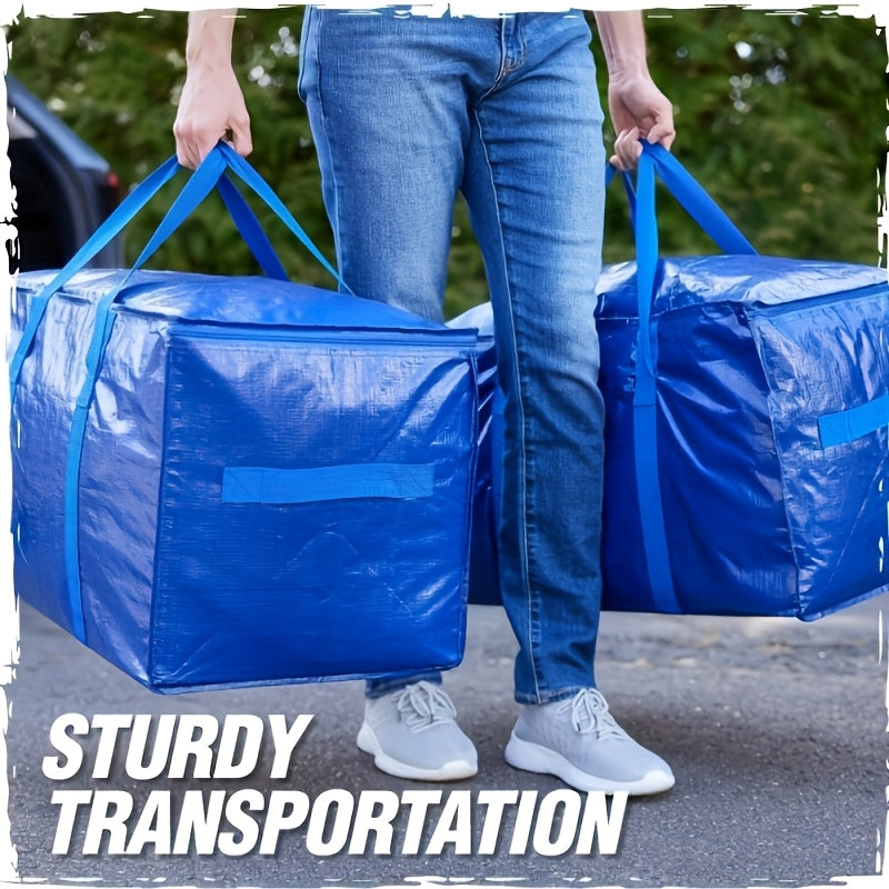 8Pack Extra-Large Moving Bags with Lids, Heavy-Duty Storage Totes for Winter Clothes, 50 Lb Capacity, Strong Handles And Zippers, Ideal for Moving And Storage