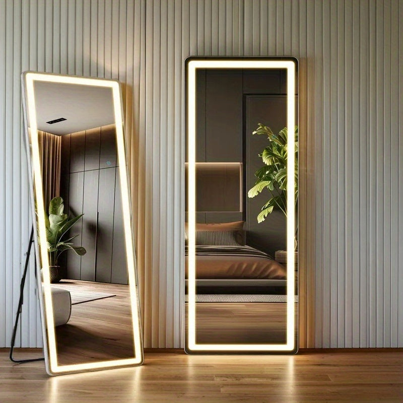 LED Full Body Mirror, LED Makeup Mirror, Full Body Makeup Mirror - Three Levels of Brightness Adjustment, Suitable for Bathrooms, Bedrooms or Living Rooms, Multiple Sizes