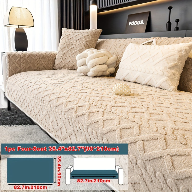 1pc Plush Sofa Mat, Pet Dog Friendly Sofa Cover, Couch Cover Plush And Delicate Soft Anti Slip Protection Sofa, Bedroom, Office, Living Room Decoration, Home Decoration Local Warehouse Send Out Goods