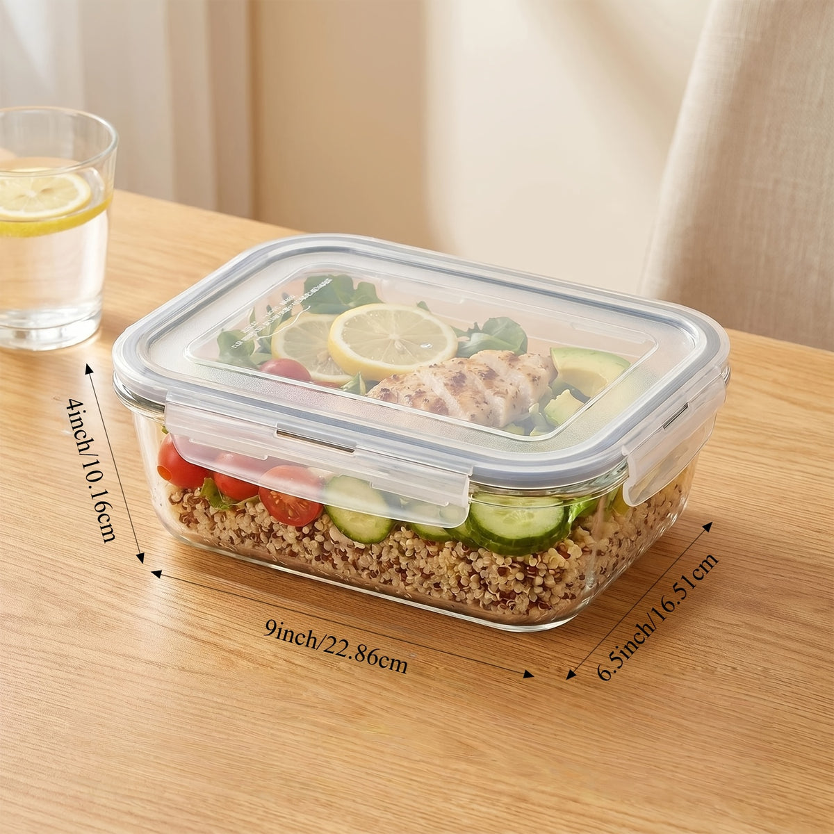 1860ml/ 63oz Large Glass Storage Containers With Lids, 2Pack for food & Dish Transport-Bus Tubs, Meal Prep for food Container Set With Snap Airtight Lid, Leak Proof, For Food Storage And Transportation