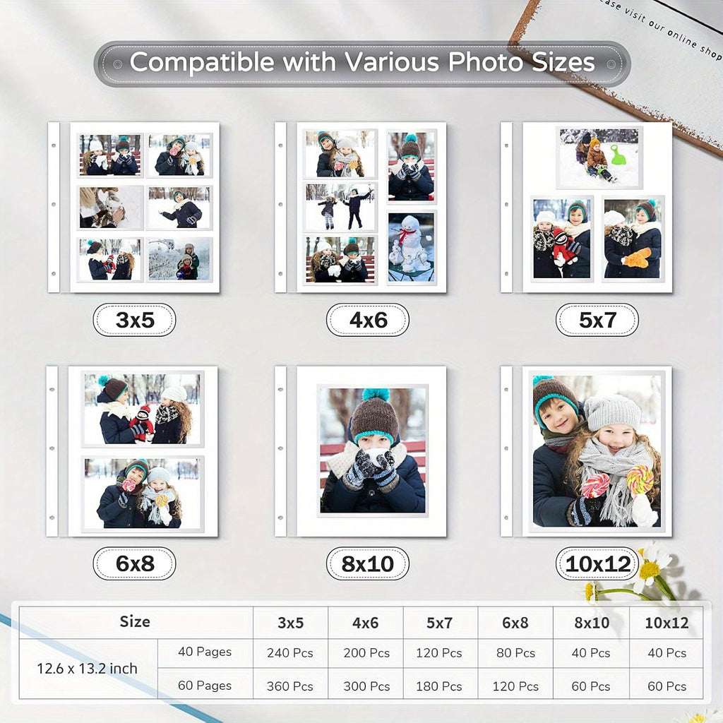 1pc Large Photo Album Self-Adhesive 4X6 5X7 8X10 Scrapbook Album Picture Book, Gifts for Mom, Family Baby And Wedding, with Metal Pen And Plastic Board Photo Album Book Valentine'S Day Gifts Mother'S Day Gift