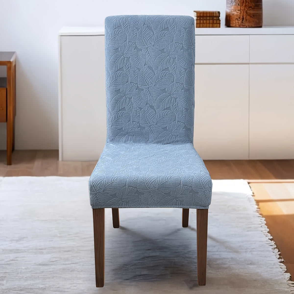 Leaf Pattern Dining Chair Covers, Stretch Parsons Chair Slipcovers in 4 or 6 Piece Sets and Eight Colors for Kitchen, Dining Room and Wedding Decor