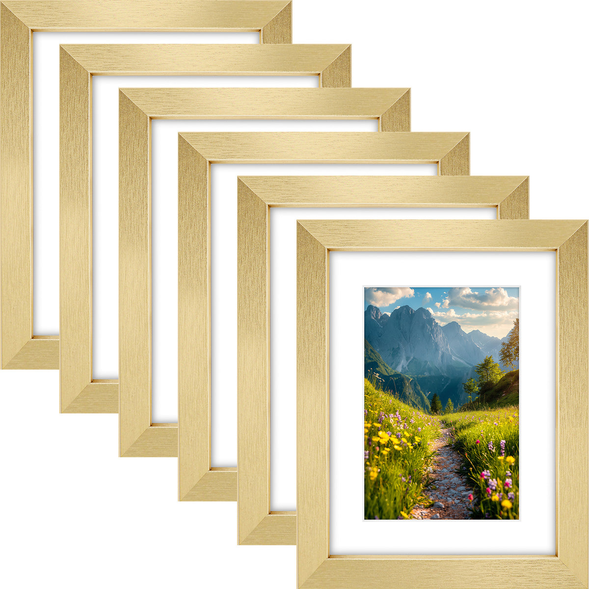 6 Packs 6x8/8x10/9x12/11x14/16x20 Picture Frames Set, Engineered Wood Gallery Wall Frame Set with Plexiglass - Wall Mounting or Tabletop Display