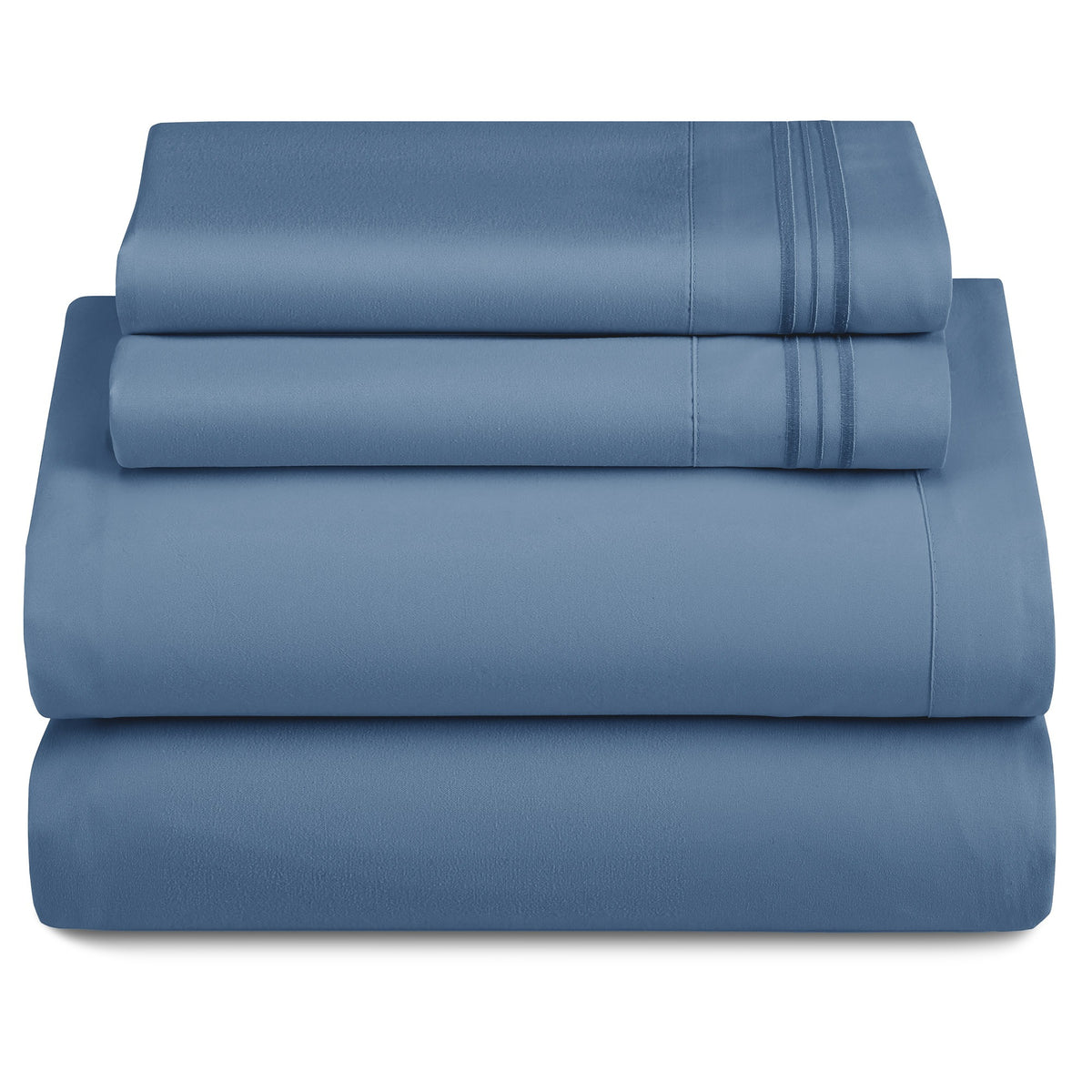 Lux Decor 4 Pieces Solid Bedsheets - 1800 Series Stylish Comfy Bedding Sheet Set - Hotel Luxury Skin Friendly Cooling Sheets & Embroidered Pillowcases Without Filler - Classic Collection With 16 Inches Deep Pocket Room decor - Shrinkage & Fade Resistant