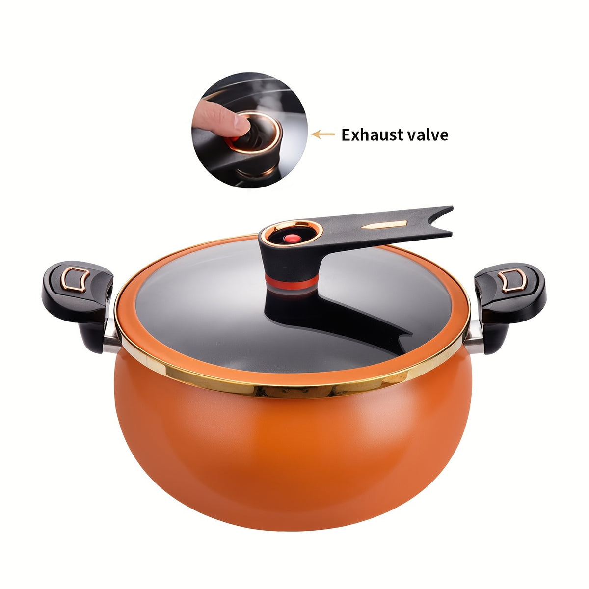 Nonstick Stockpot 8.45 Quart with Lid and Twist-Lock Handle, Large Capacity Soup and Stew Cooking Pot for Gas and Induction Stoves in Black or Orange