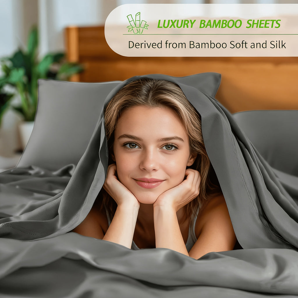 For Extra Deep Pocket Queen Size Sheets - 3/4pcs Breathable And Cooling Bamboo Bed Sheet Set, Luxury, Soft Wrinkle-Free for Extra Deep Mattresses, Room Decor, Kids Sheet And Pillowcase Sets