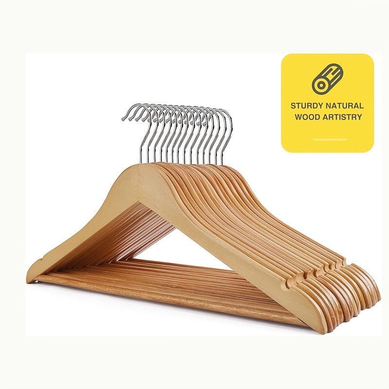 30/20/10pcs Heavy-Duty Solid Wood Clothes Hangers - Suitable for Heavy Coats, Jackets, Dresses - Space-Saving Sturdy Standalone Hangers Suitable for Home, Office, Hotel; Durable Wood Hangers for Wardrobe, Wood for Fashion Enthusiasts