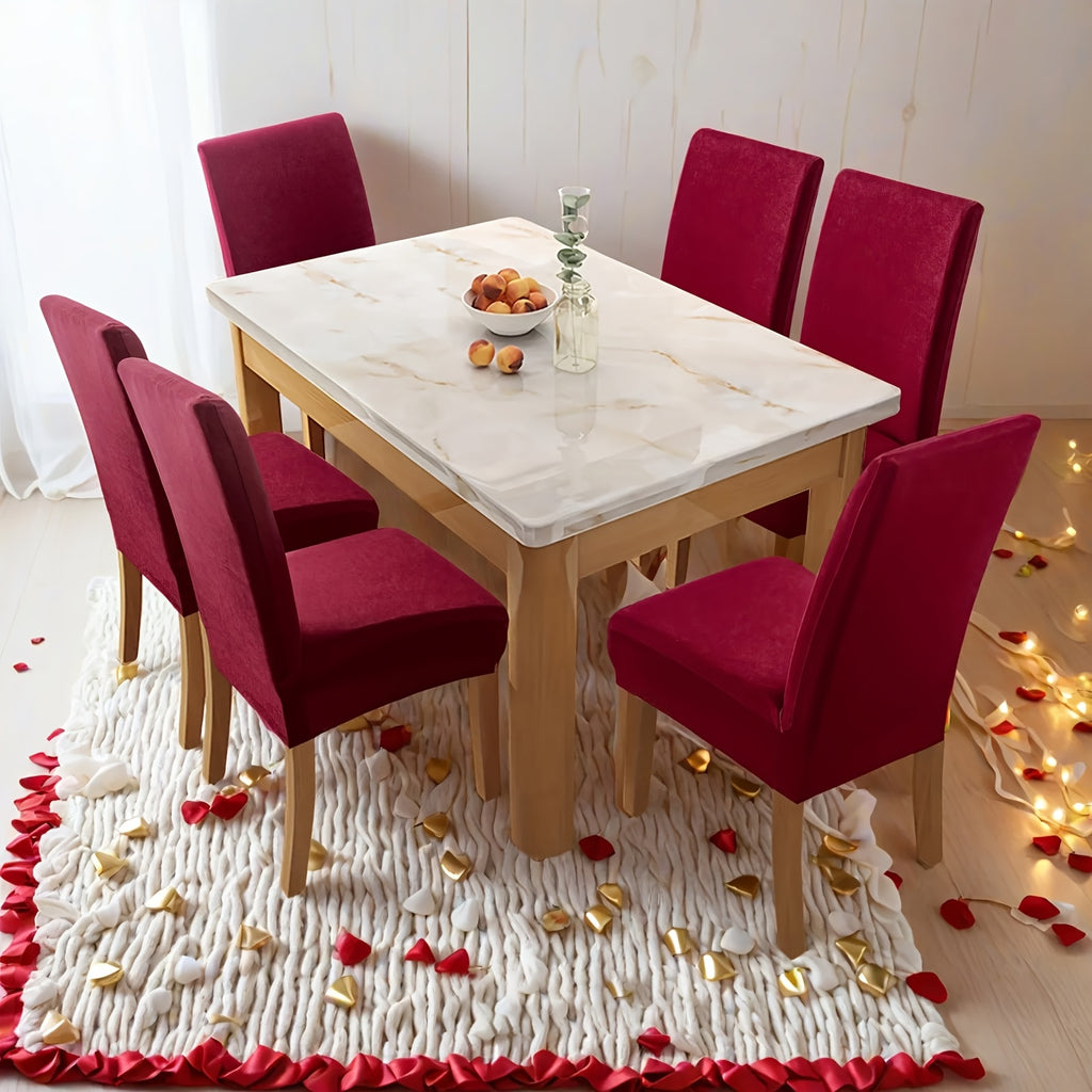4pcs Set/6pcs Set Milk Elastic Home Kitchen Dining Chair Slipcover, Chair Cover, Furniture Protector For Wedding Office Living Room, Easy To Install, Suitable For Any Dining Chair.Halloween Gift, Halloween Home Decorations