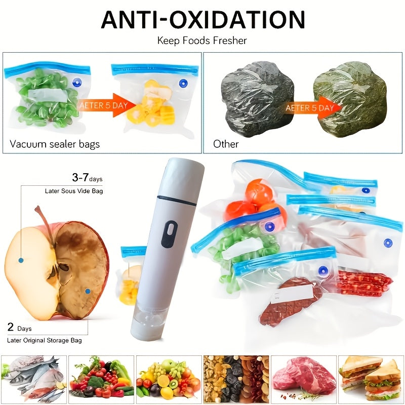 for food Vacuum Sealer (Vacuum Machine + 15 Vacuum Bags) Powerful Handheld Vacuum Machine, Vacuum Sealing Machine For Food Storage, Vacuum Preservation Device, Portable for food Vacuum Machine, Vacuum Sealer