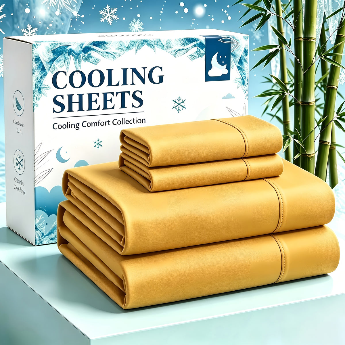 4-Piece Luxury Cooling Sheet Set - Breathable And Cooling Sheets - Hotel Luxury Sheet Set - Easy to Install And Secure - Soft, Wrinkle-Resistant Comfortable Sheets - Extra Deep Pocket Sheet Set - 4-Piece Set, Color Random