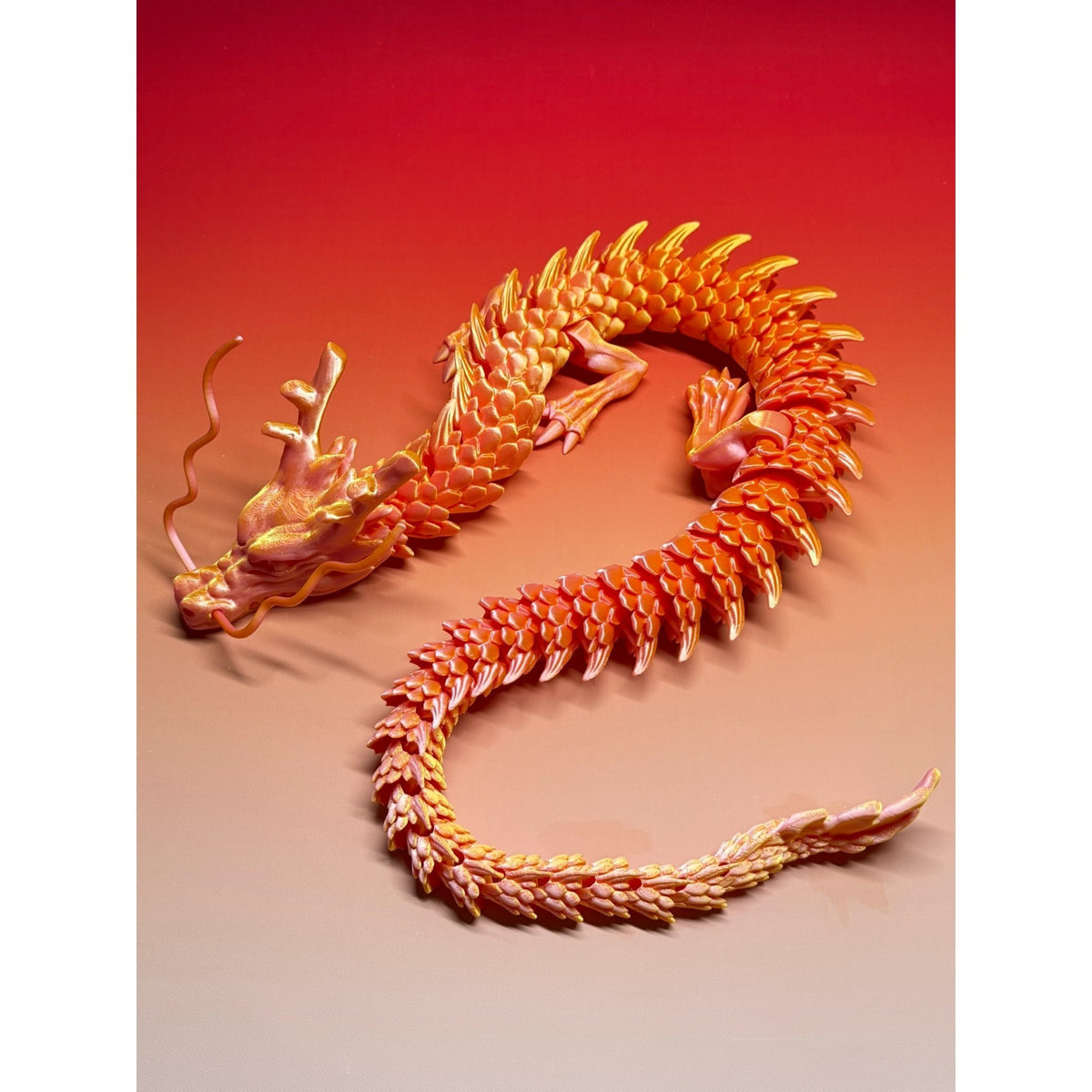 35.4" Giant Poseable 3D Printed Chinese Dragon Collectible Figurines Articulated Joints Fantasy Decor, Flexible Desk Sculpture for Home/ Office/ Car Decor Unique Mother's Day & Father's Day Gifts for Mom Dad, Perfect for Collectors from US Stock