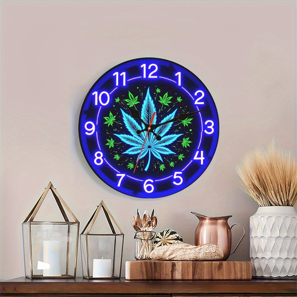 1pc, Neon Style Wooden Silent Wall Clock, Suitable for Basement, Bookstore, Staircase Wall Decoration, 10* 10inch, Uses AA Battery(Battery Not Included) Teacher's Day, Graduation Day, Halloween Decoration Clock, Gift