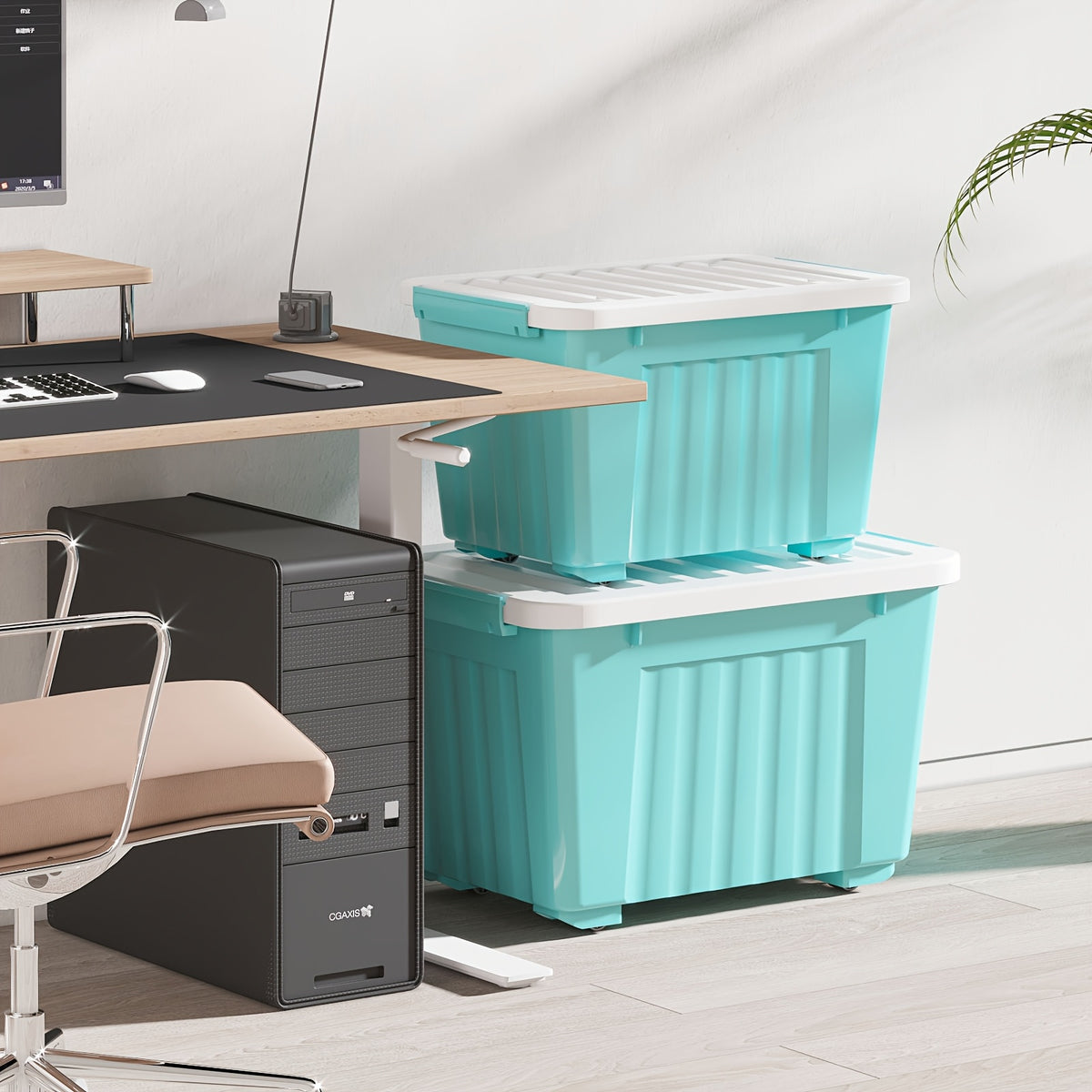 4/6 Pack of Storage Boxes with Lids And Wheels, 72 And 97 Quarts Capacity, Ideal for Storing Various Household Items, Stackable, Available in Three Colors