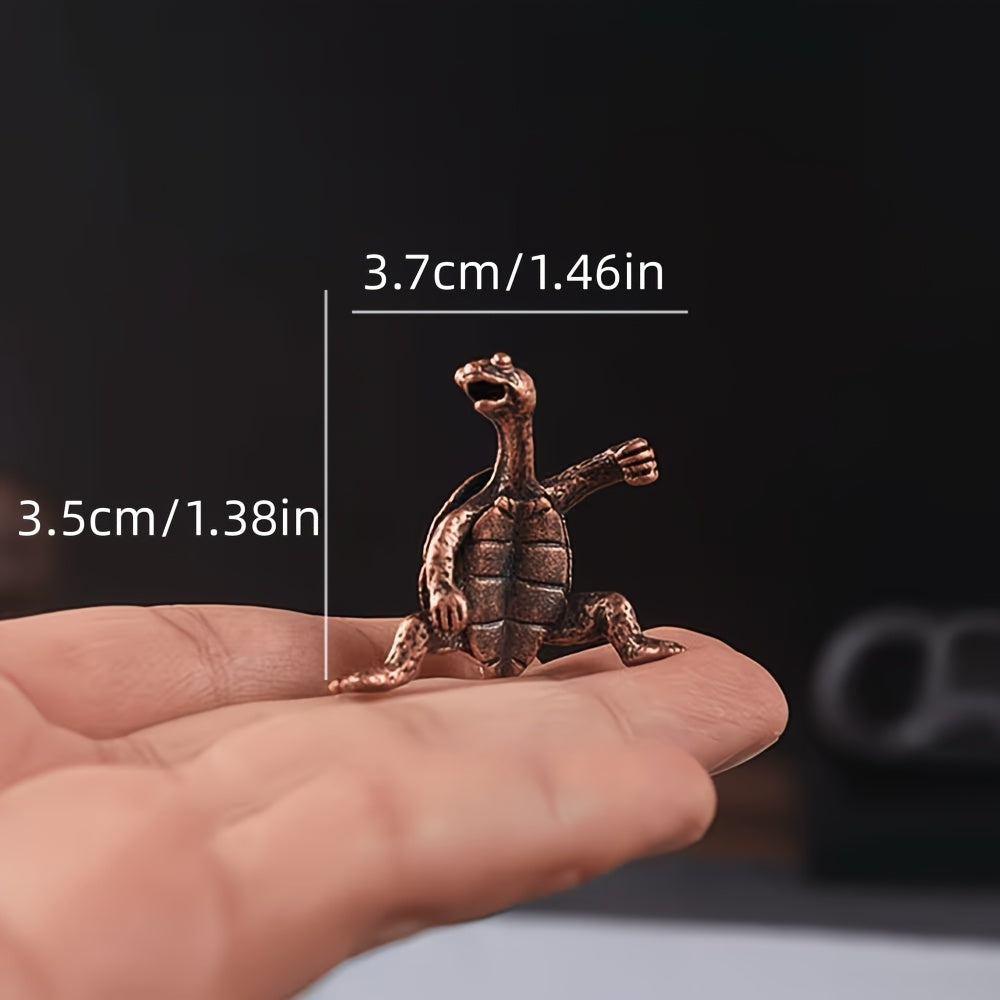 2pcs Brass Turtle Incense Holder - Kung Fu Style, Creative Home Decor Craft, Meditation Holder Brass Turtle And Red Copper Turtle