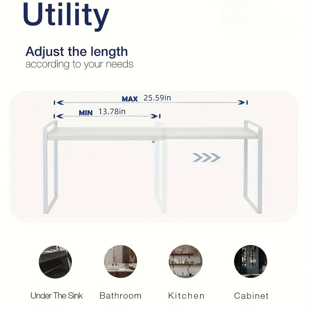 Adjustable&Extendable Metal Cabinet Organizer Rack-Space-Saving, Stackable Design for Kitchen Countertops&Cupboards-Ideal for Food Storage&Appliances with Pull-Out Shelves, Kitchen Organizer|Sleek Finish|Adjustable Shelving, Organizers And Storage