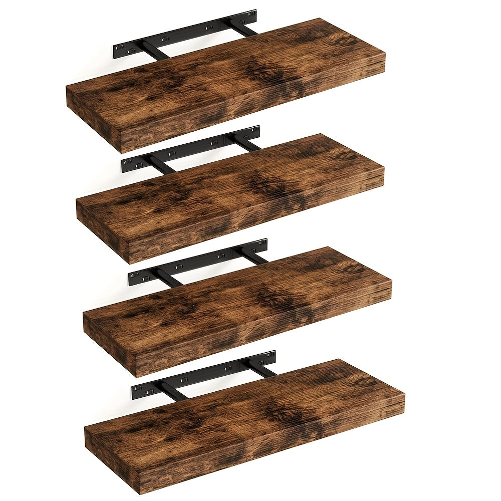 4pcs Of Home Decoration Wall Mounted Floating Shelves, Retro Style Wall Shelves, Invisible Brackets for Home Decoration, Suitable for Bathrooms, Living Rooms, Bedrooms, And Kitchens, Retro Brown Black White/gray Halloween And Christmas Decoratio