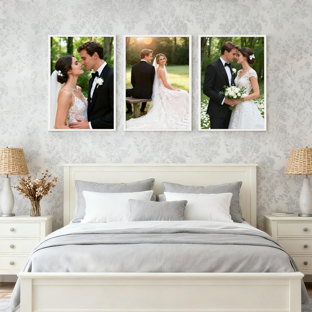 3 Pack 16x24 Picture Frame White/ Black/ Golden/ Natural, Scratch-Proof Poster Frames 16 x 24 for Photo Gallery - Slide-In Strips, Horizontal or Vertical Wall Mounting