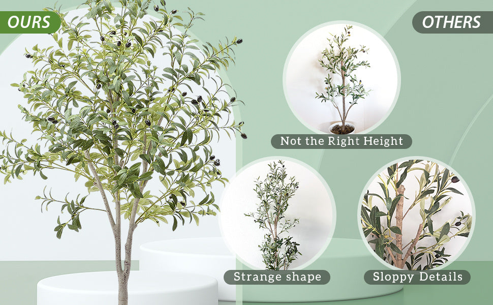 6ft Artificial Olive Tree Thicken Trunk Indoor Tall Faux Plants Fake Tree for Home Living Room Kitchen Decor House Spring Summer Decoration