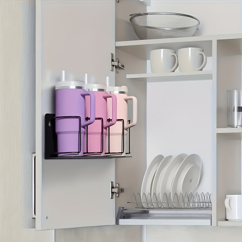 Magnetic Cup Holder - A 3-layer Refrigerator Organizer for Cups, Glasses and Water Bottles. Space-saving Design with A Powerful Magnetic Base, Perfect for Kitchen and Bathroom Storage. Kitchen Storage Solution. Modern Kitchen Accessories. Durable Ca