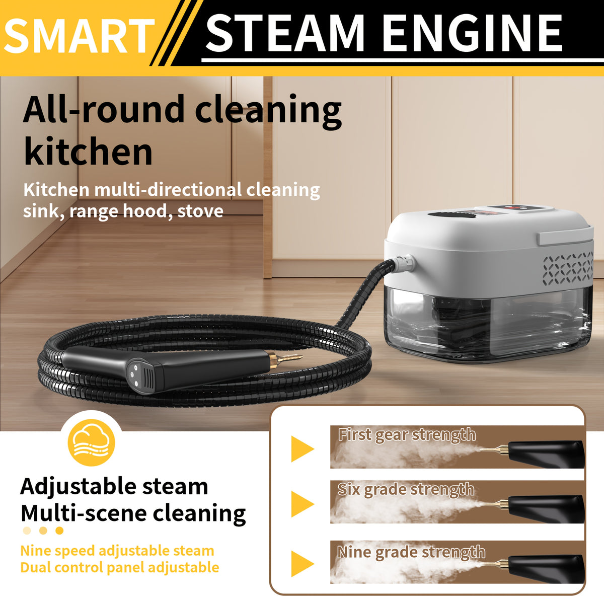 Household High Pressure Steam Cleaner, Steam Cleaner Handheld, High Temperature Carpet Cleaner, Handle Gear Switch Adjustment, LCD Display, 40.58oz Water Tank Capacity, Suitable for Kitchen Fumes, Sofas, Easter Gifts,