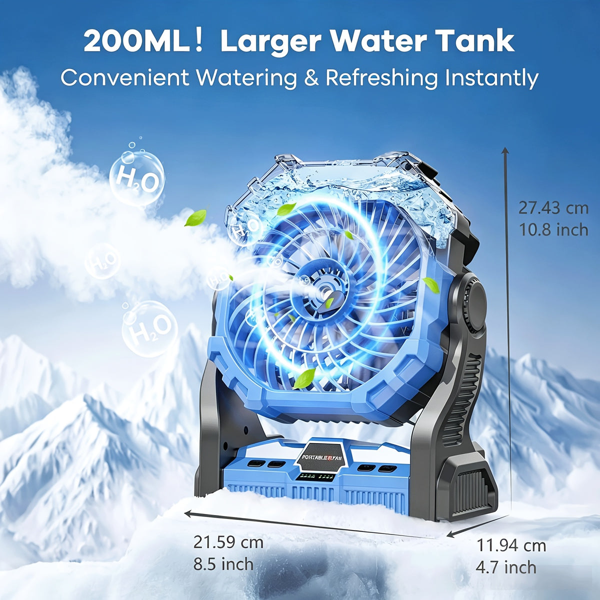 20000mAh Rechargeable Camping Fan, Basic/ Misting/ Solar Panel Options, 4 Speed Settings, RGB Mood Lighting, Tent Hook, Phone Charging, Portable Outdoor Fan For Camping, Sports Events, Power Outages & Construction Sites