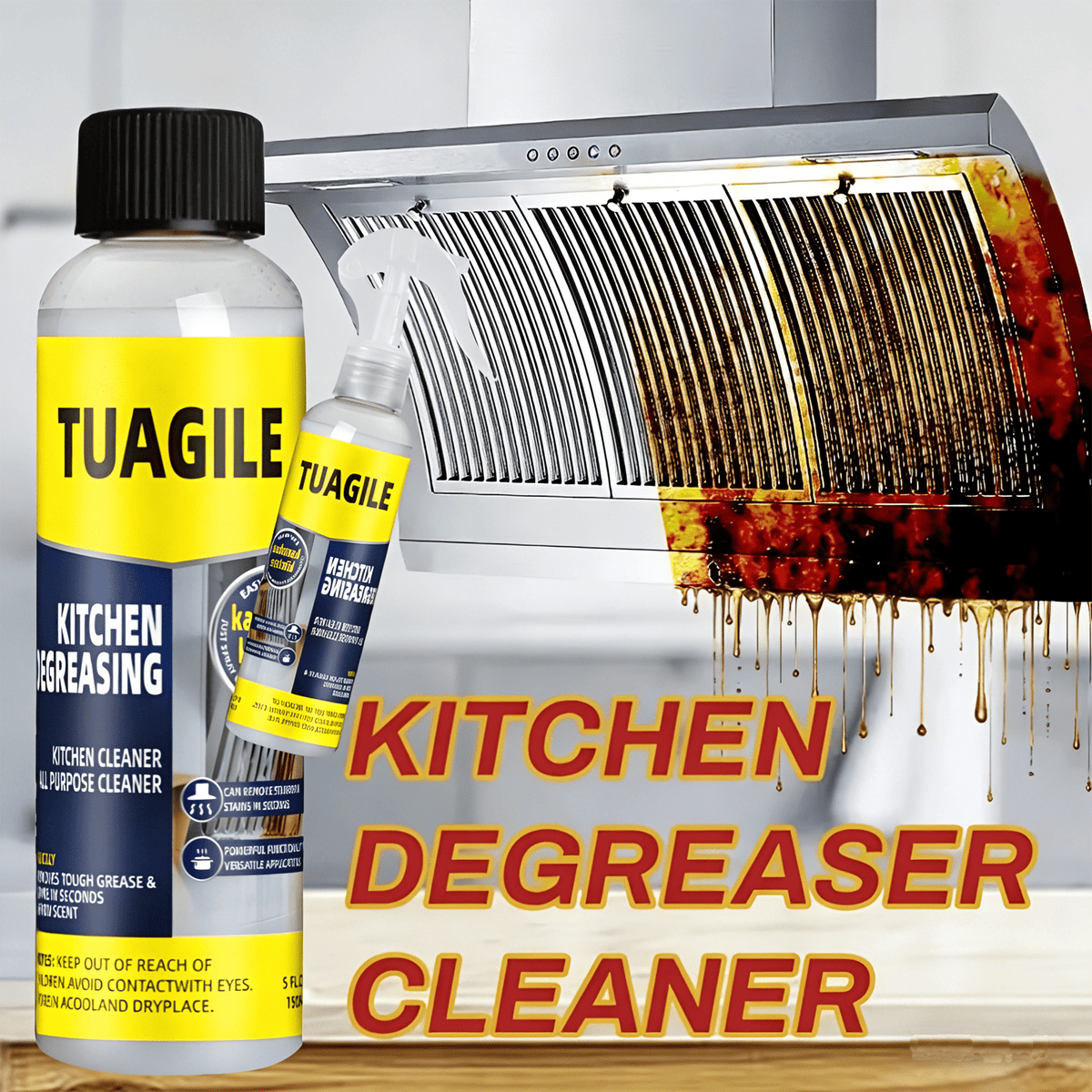 Heavy-Duty Kitchen Grease & Stain Remover Fast-Acting Spray for Stovetops and Walls. Wipes Clean Instantly, Leaving No Sticky Residue. The Ultimate Household Kitchen Grease Buster Versatile Stain Removal for Pots, Pans, and Utensils. Highly Efficie