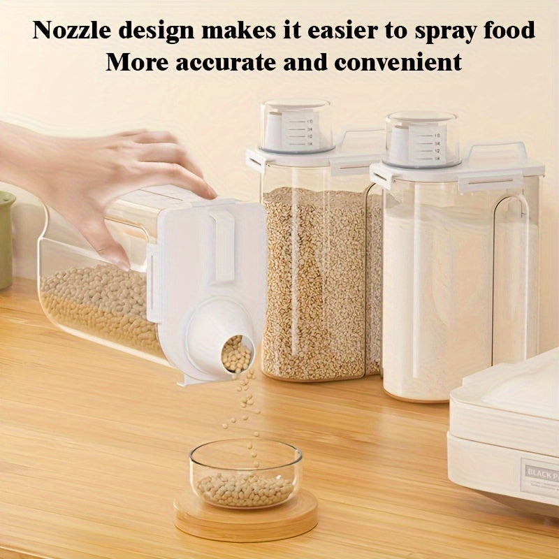 4pcs 5 Pound Rice Sealed Dry Grain Storage Container Rice Storage Box Grain Container Dispenser, Thickened Plastic Transparent Food Storage Box with Pouring Port, Grain Meat Cup, Flour Snacks