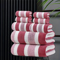 Red Striped Towel Set, 8-Piece Soft Absorbent Bathroom Collection with 2 Large Bath Towels, 2 Face Towels and 4 Hand Towels for Home and Guests
