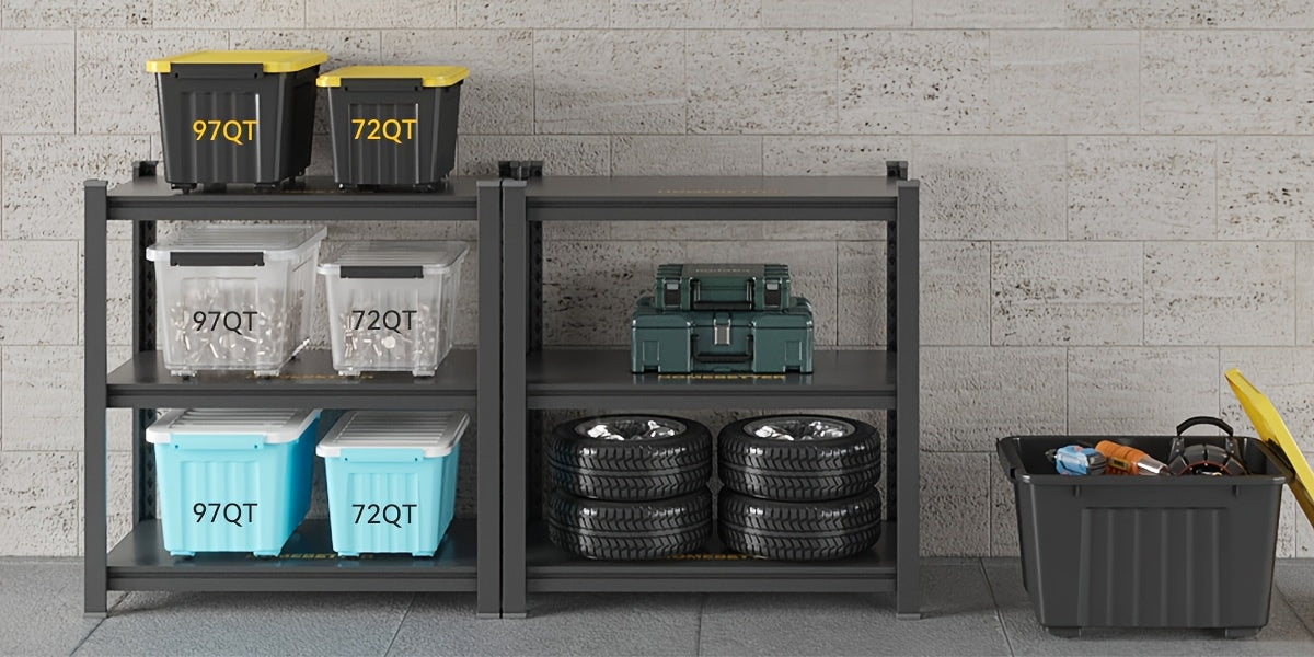 4/6 Pack of Storage Boxes with Lids And Wheels, 72 And 97 Quarts Capacity, Ideal for Storing Various Household Items, Stackable, Available in Three Colors