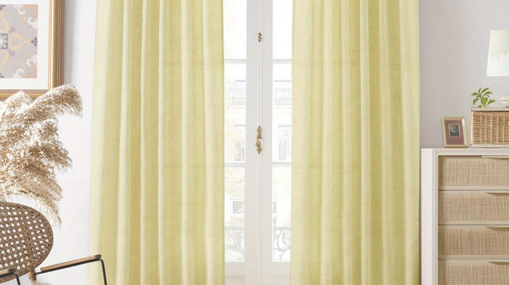 4 Panels Natural Linen Curtains for Living Room Semi Sheer Farmhouse Real Flax Rod Pocket Back Tab Boho Rustic Light Filtering Window Drapes for Bedroom Privacy Assured