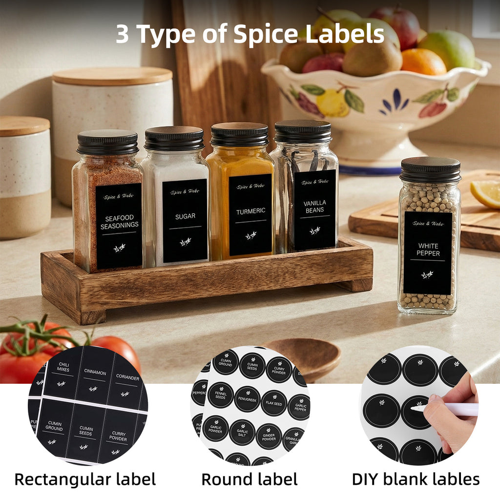 whonline 16pcs/24pcs/36pcs/48pcs Spice Jars, 4oz Glass Spice Jars with Labels - Shaker Lids, Collapsible Funnel, Brush and Marker, Seasoning Bottles for Spice Rack Drawer Cabinet