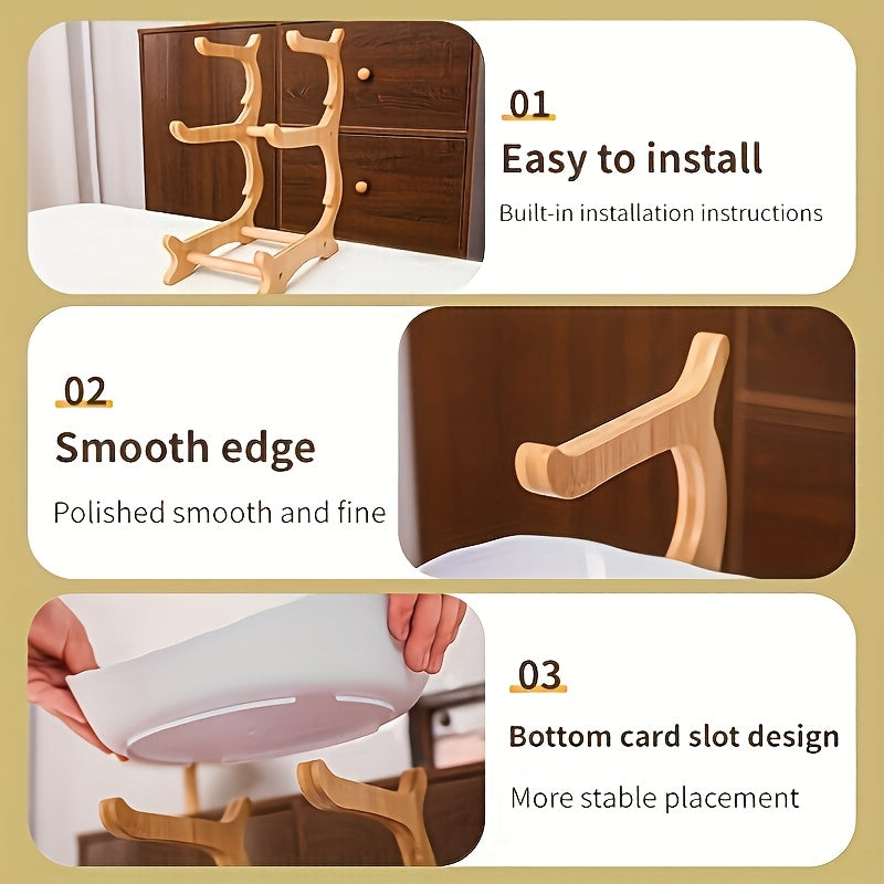[Bamboo Wood Stand] A Creative Two-Tier/Three-Tier Kitchen Fruit Basket, Large-Capacity Layered Fruit Basket, European-Style Dried Fruit Tray, Bamboo Wood Stand, Household Snack Plate, Candy Tray, Fruit Basket