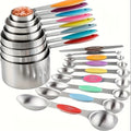 Measuring Cups and Spoons Set with Colorful or Black Handles, 8, 9 or 17 Piece Options for Dry and Liquid Ingredients, Home Cooking and Baking