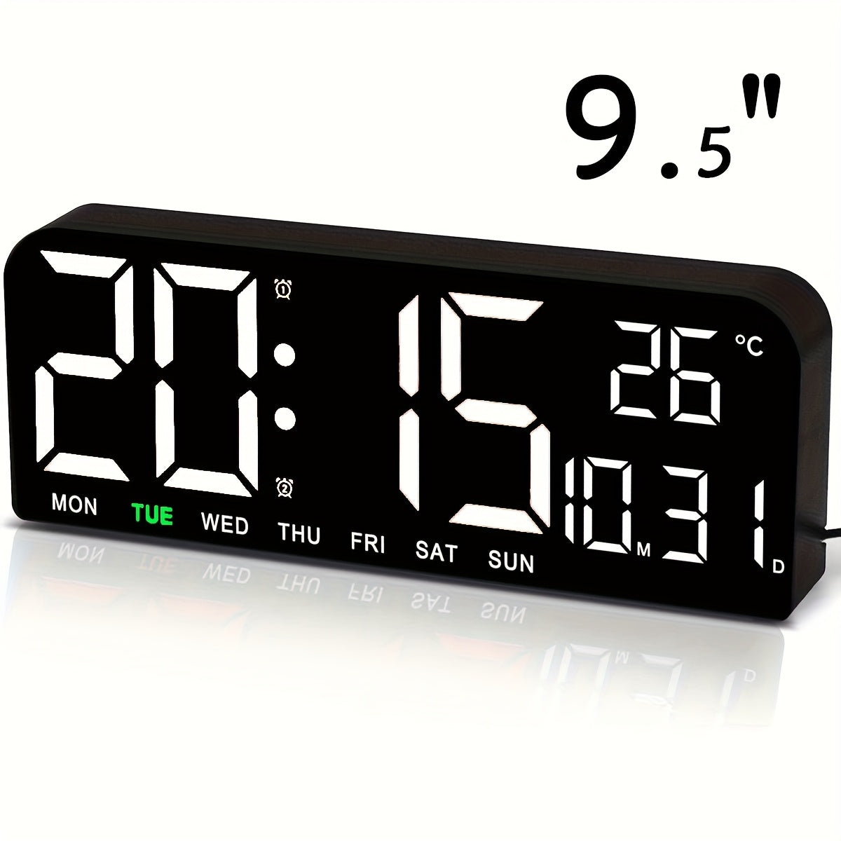 14.6"/9.5" LED Digital Alarm Clock - Large Display Desk & Wall Clock with Date, Week, Temp, Auto Brightness Dimmer, Remote Controll, Modern Clock for Home & Office Decor, Great Father's Day Gift for Dad, Seniors & Elderly