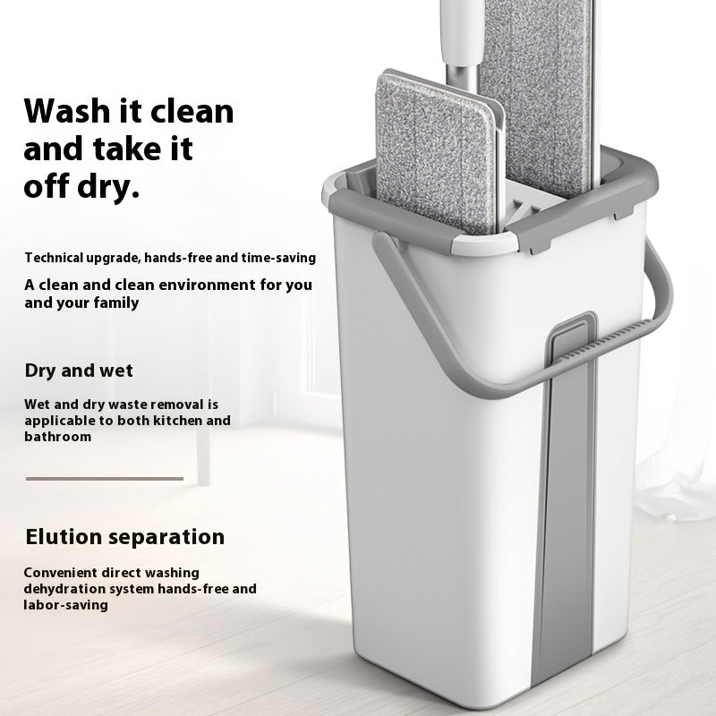 Household Mop And Bucket Set with Wringer, Flat Mop And Bucket System, Mop for Floor Cleaning And Wall Cleaning, Free 3 Reusable Microfiber Mop Pads