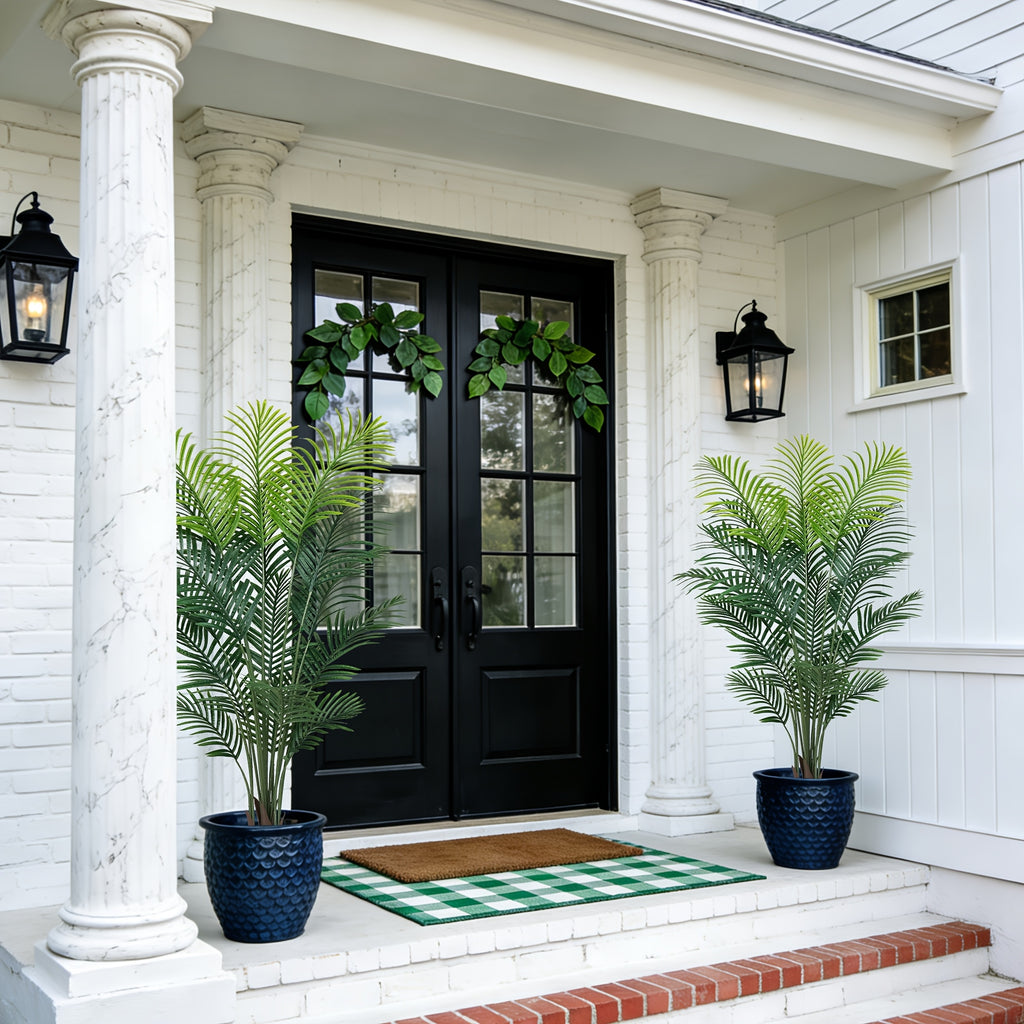 4/5/6ft Artificial Palm Tree, Tall Faux Palm with Bare Stem/Black/White Planter Options, UV-Resistant Realistic Dense Leaves, Tropical Floor Plant Zero Maintenance Easy Assembly Fake Tree for Living Room, Front Porch, Patio, Office & Commercial Decor
