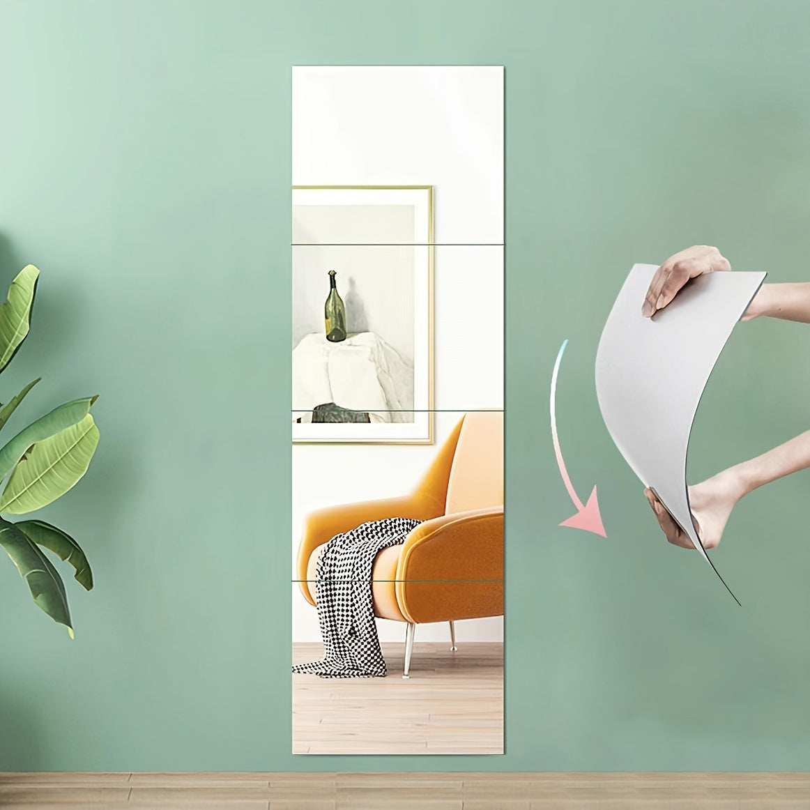 [Flexible Stick-On Mirrors] 4/8pcs Self-Adhesive Mirror HD Acrylic Mirror, Flexible Stick-On Mirror Sheets, Frameless Wall Mirror, Plastic Mirror Wall Stickers, Home Decoration Is Not Fragile, Mirrors