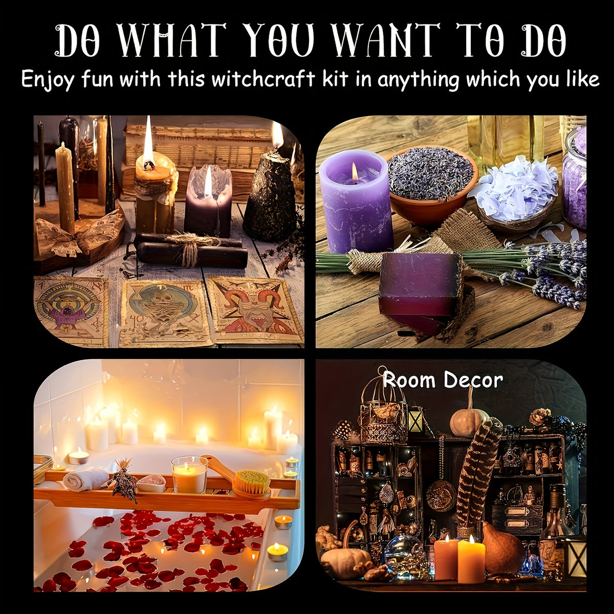 94/130/Large Witchcraft Supplies Kit for Spells, Witch Box Includes Pink Candles, Wiccan Supplies And Tools, Beginner Witchcraft Kit for Pagan Rituals Halloween