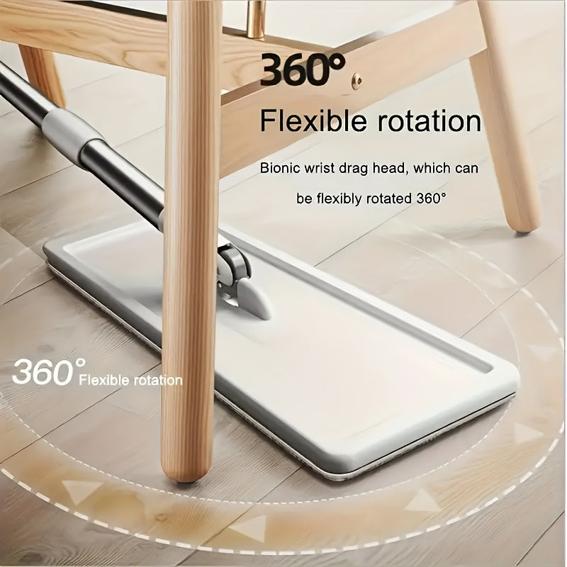 Household Mop And Bucket Set with Wringer, Flat Mop And Bucket System, Mop for Floor Cleaning And Wall Cleaning, Free 3 Reusable Microfiber Mop Pads