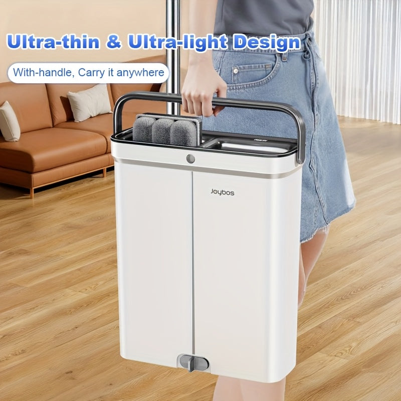 Flat Mop And Bucket with Upgrade Wringer Set, Hands Free Flat Floor Mop And Bucket, Wet And Dry Use, Separates Dirty And Clean Water, Deep-Cleaning Mops for Floors, Walls, Floor Cleaning Tools with 2 Or 6 Washable Microfiber Pads