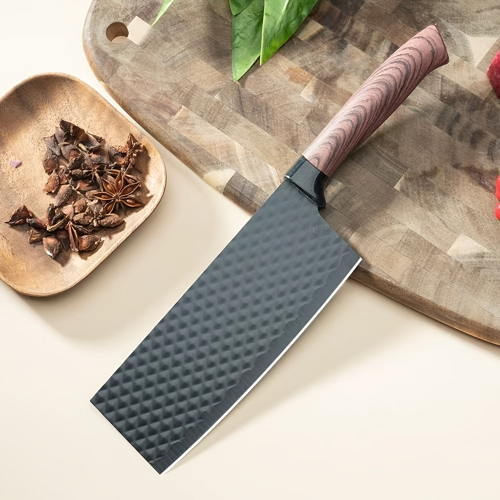 Professional 6pcs Kitchen Knives Set, Chef, Cleaver, Slicer, Utility Knife Peeler& Scissors High Carbon Stainless Steel Ultra Sharp with Non-Stick Ergonomic Wood Handle Cooking Chef Knife Set for Home Travel Vegetable, Meat, Fruit Gift Box