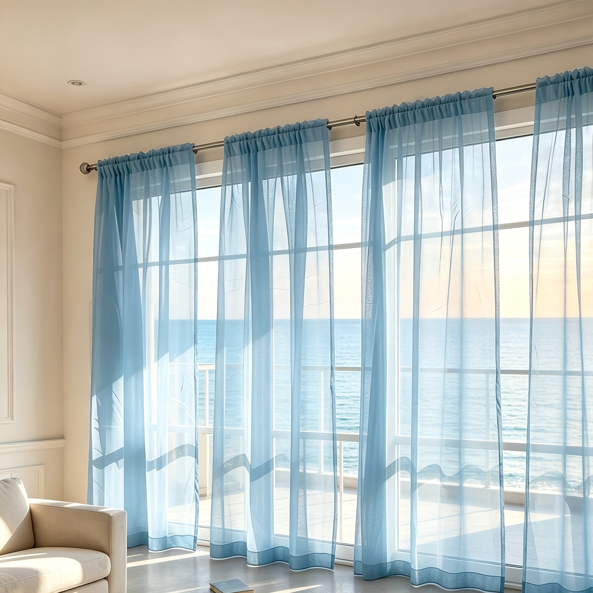 4pcs Set Of Transparent Gauze Curtains, Hanging From The Top Through A Pole, Natural Filtering, Dreamy And Hazy, Beautifying The Room Decoration Windows, Suitable for Living Rooms, Bedrooms, Study Rooms, Dining Rooms, Balconies, Dressing Rooms