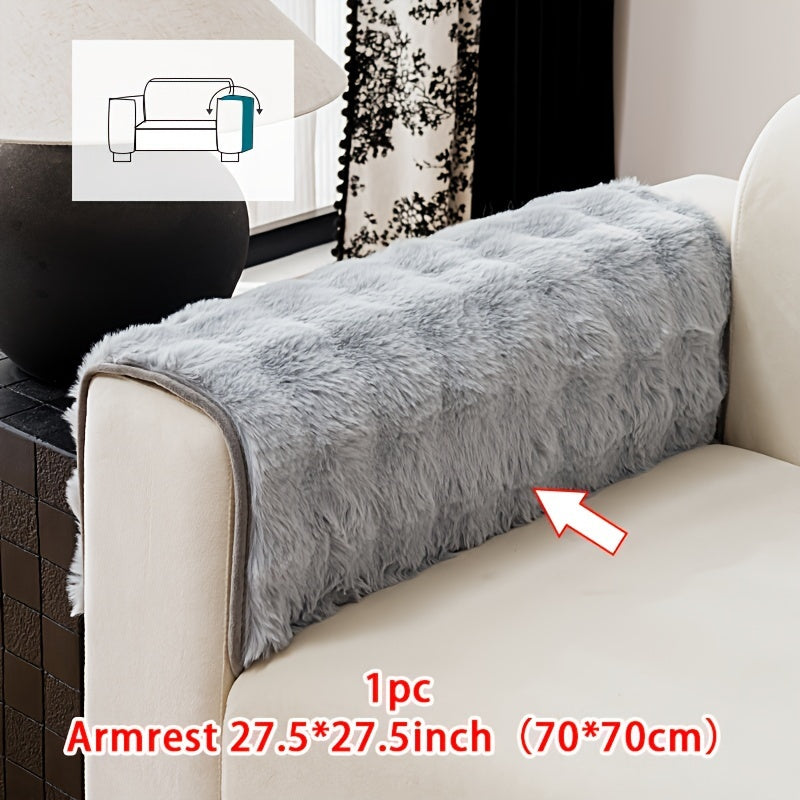 1pc Faux Rabbit Plush Sofa Cover, Winter Warm Thickened Plush Soft Sofa Cover, Pet Favorite, Dog Friendly Sofa Cover, Cushion Protection Cover, Anti Slip Sofa Furniture Protection Cover, Bedroom, Office, And Living Room Decoration Local Warehouse