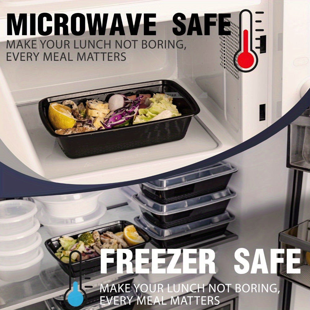 100pcs (50 Containers & 50 Lids) Black Rectangular Meal Prep Containers 38oz Stackable and Leakproof Food Storage Container Set Disposale Bento Box Ideal for Takeout and Meal Prep Microwave & Dishwasher & Freezer Safe