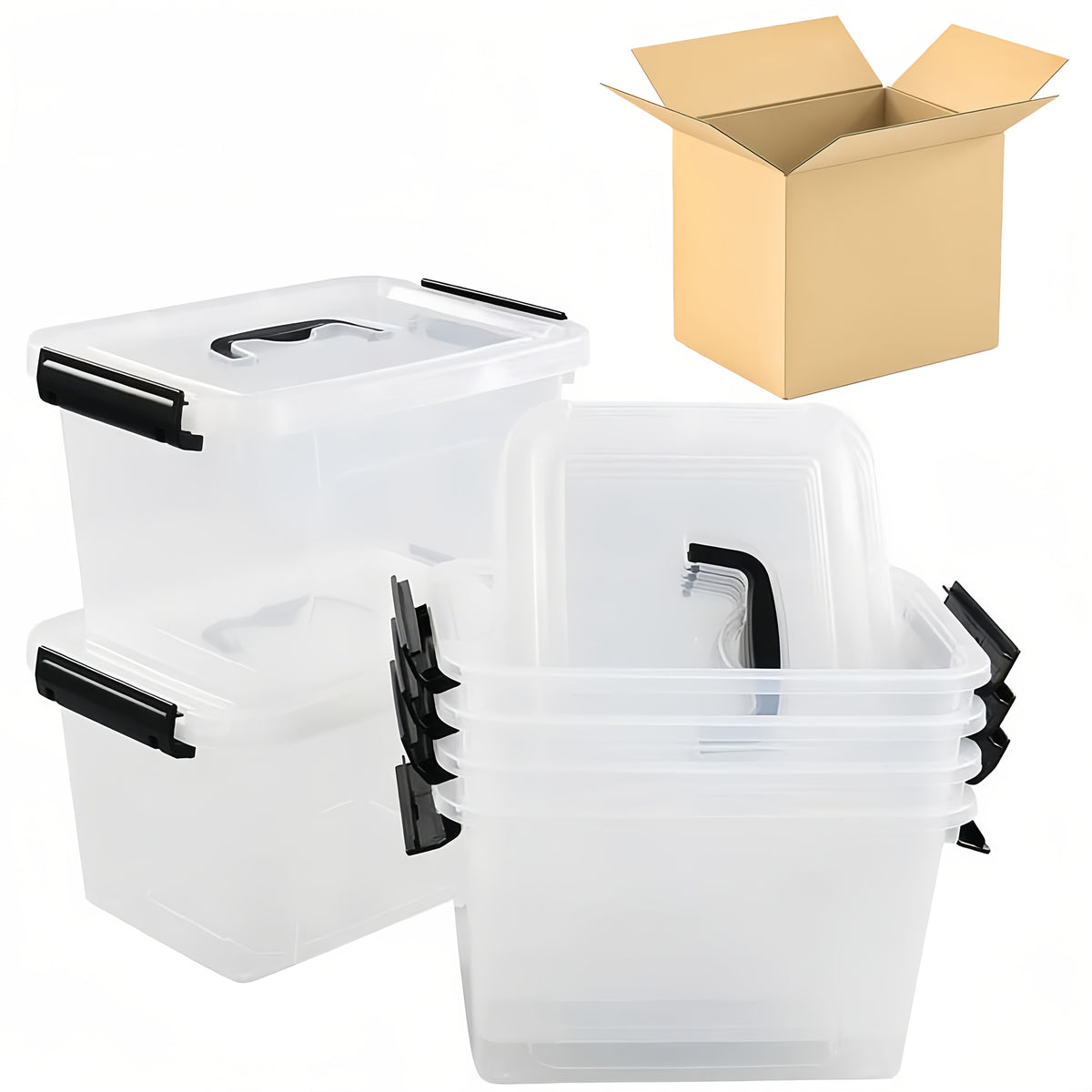 6pcs Transparent Plastic Storage Box, Stackable Storage Container with Lock Cover And Handle, for Organizing, Books, Beads, Pantry Items, Multi-purpose Home Storage Accessories The Best Gifts for Thanksgiving And Christmas