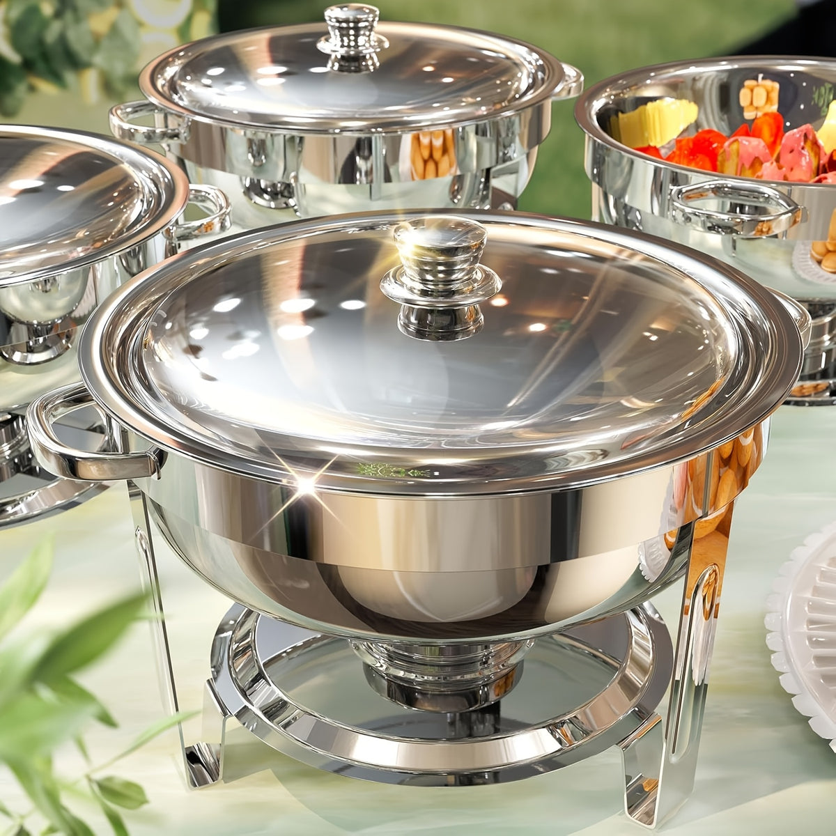 Stainless Steel Chafing Dish Buffet Set, 1, 2 or 4 Pack Food Warmers with Gold or Silver Accents for Catering, Parties and Holiday Dinner Serving