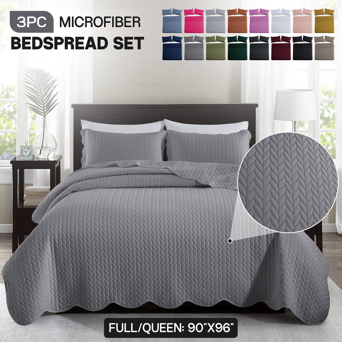 3pcs Bedspread Set Bedspreads with free Pillow Shams - Leaf Pattern Soft & Breathable Bedspread Lightweight Microfiber Bedspread - Modern Style Floral Pattern Coverlet For All Seasons - Christmas Gifts For Family And Friends (1 Bedspread, 1 Or 2 Pillow Sh