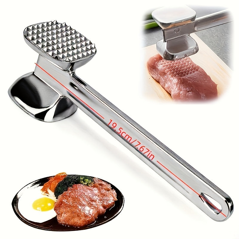 1pc Stainless Steel Meat Stuffing Hammer - Double-Sided, Heavy-Duty Tool for Roasting Beef, Chicken And Pork - Suitable for Outdoor Grilling And Cooking, Camping Cookware | Stainless Steel Hammer | Durable Kitchen Tools Free 1pc Food Cover