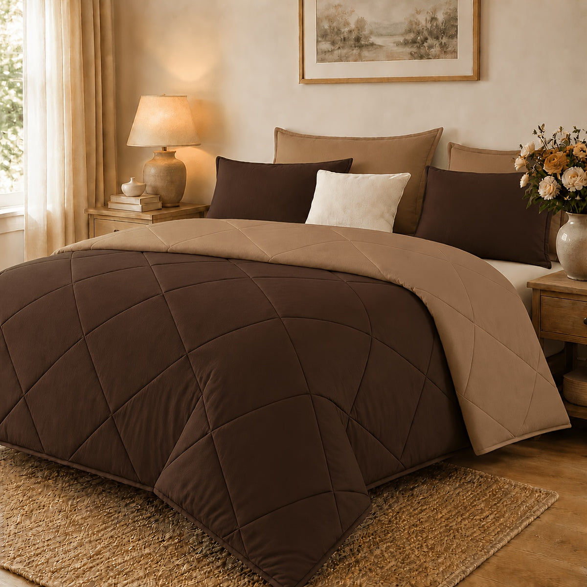 2/3pcs Solid Color Diamond Quilted Large/King Size Bedding, Soft, Comfortable, and Fluffy with Microfiber Filling and Lightweight, Breathable Fabric. Easy to Care for, Warm for All Seasons. Includes Comforter and Pillowcases. Luxurious Quality